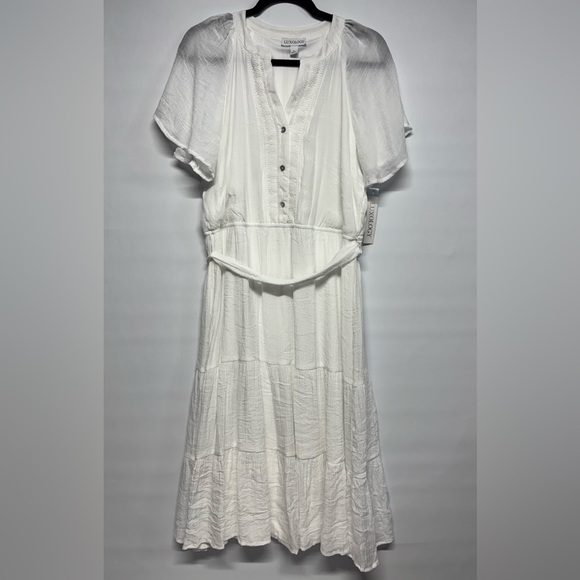 ✨Luxology White Midi Dress Size L - Picture 2 of 11